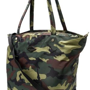 MZ Wallace Green and Brown Camouflage Tote Bag